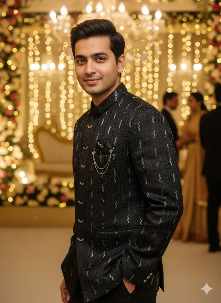 BLUE STAGE MENS COAT SUIT JODHPURI 3PCS SET 26239 BLUE