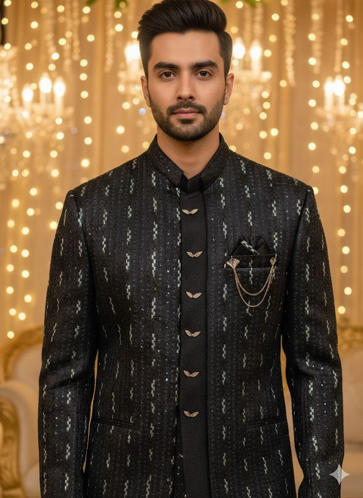 BLUE STAGE MENS COAT SUIT JODHPURI 3PCS SET 26239 BLUE