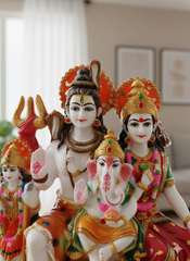 Divine Shiva Parivar Statue with Ganesha and Kartikeya