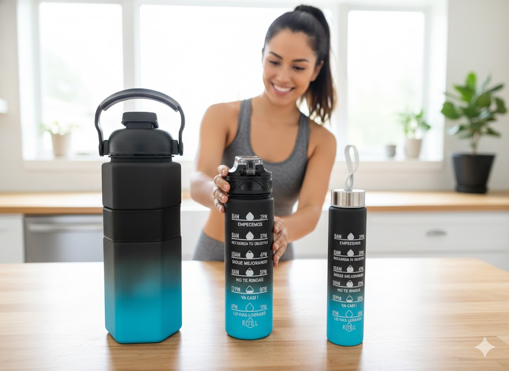 Black & Blue Gradient Sports Water Bottle Set – 2000Ml, 1000Ml & 500Ml Bpa-Free Leak-Proof Hydration Bottles With Straw & Measurement Scale