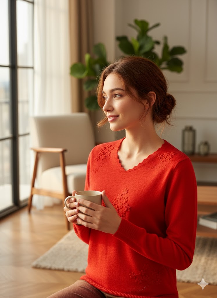 Lyte Club Ladies Western Top F/S O9748-2103 Red