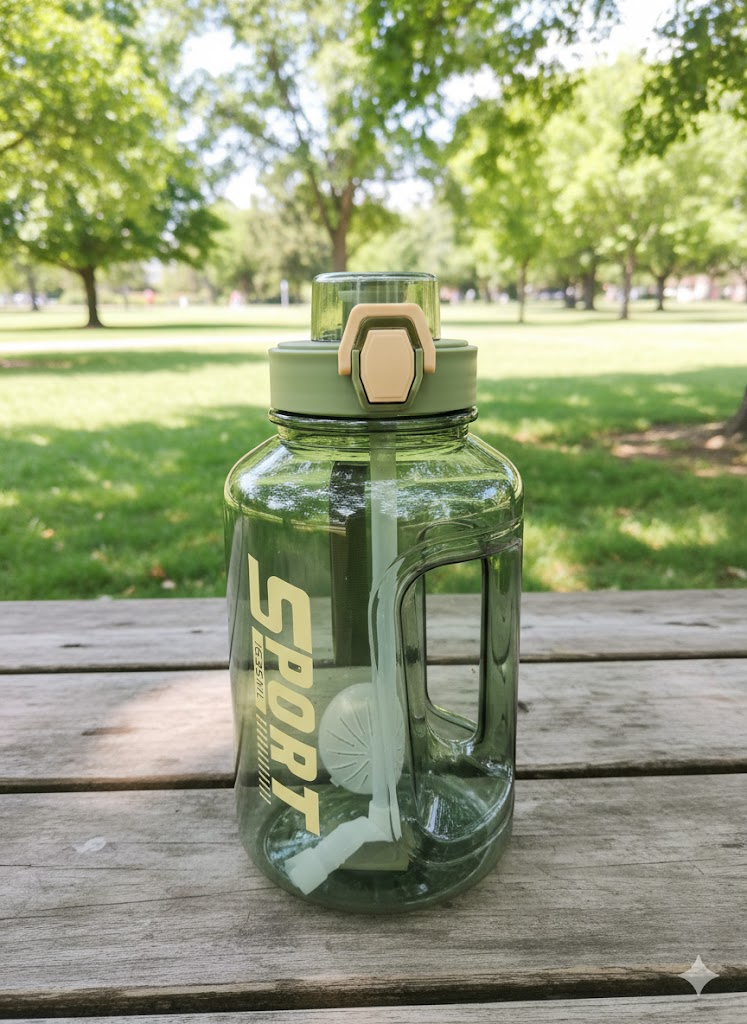 Large Sports Water Bottle With Straw & Handle – Leak-Proof Bpa-Free (Olive Green)