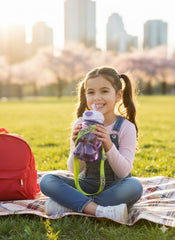 Robot Bear Kids Water Bottle With Straw & Carry Strap – 700Ml (Purple)