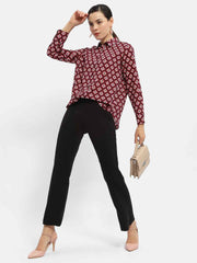Madame Ladies Western Top H/S M4S18208 023 Mehroon