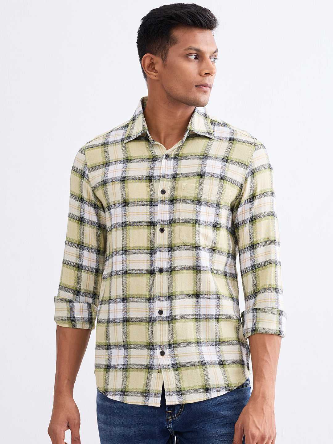SPYKAR MENS CASUAL SHIRT F/S MSHCS2BE017 LINT GREEN
