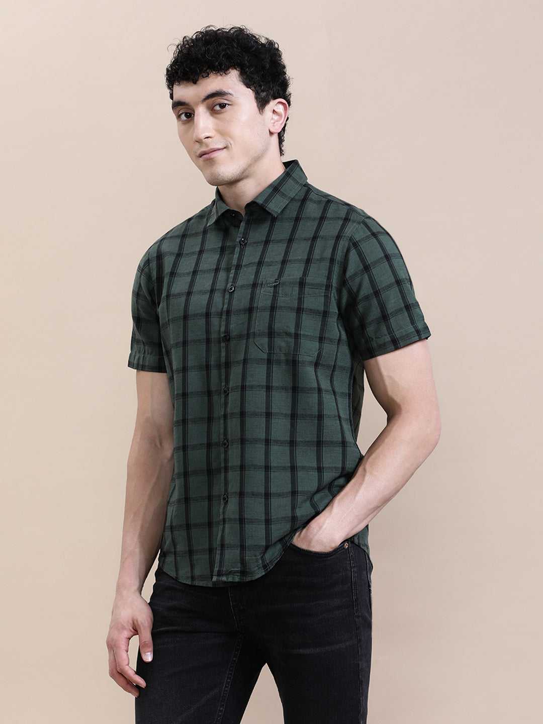 Crocodile Mens Casual Shirt H/S Crcs125-523Mt Hs Green