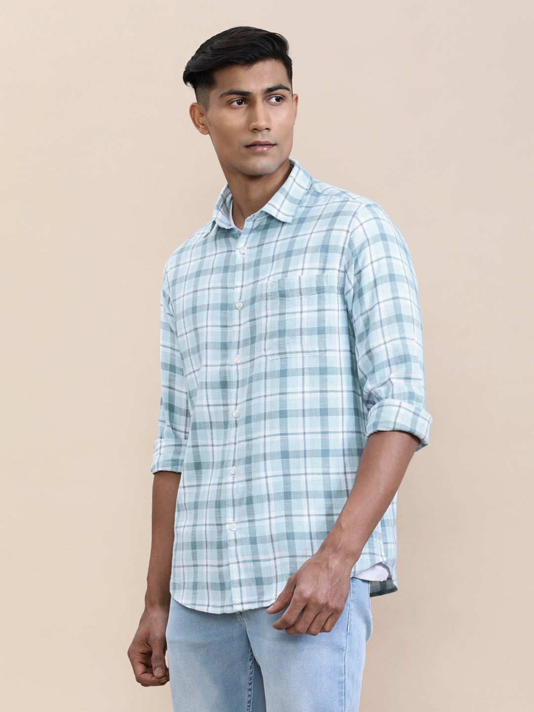 Crocodile Mens Casual Shirt F/S Crcs125-512Mt Turq