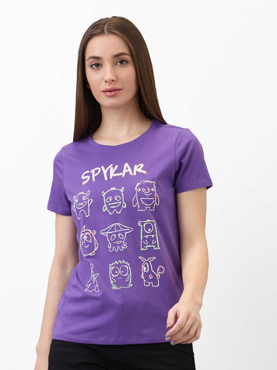 Spykar Ladies Western T-Shirt H/S Wktbc1Be053 Tillandsiaprpl