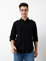 Spykar Mens Casual Shirt F/S Mshsos1Be038 Black