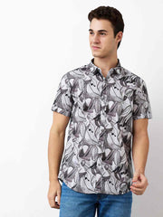 Spykar Mens Casual Shirt F/S Mshps1Be201 Silver Grey