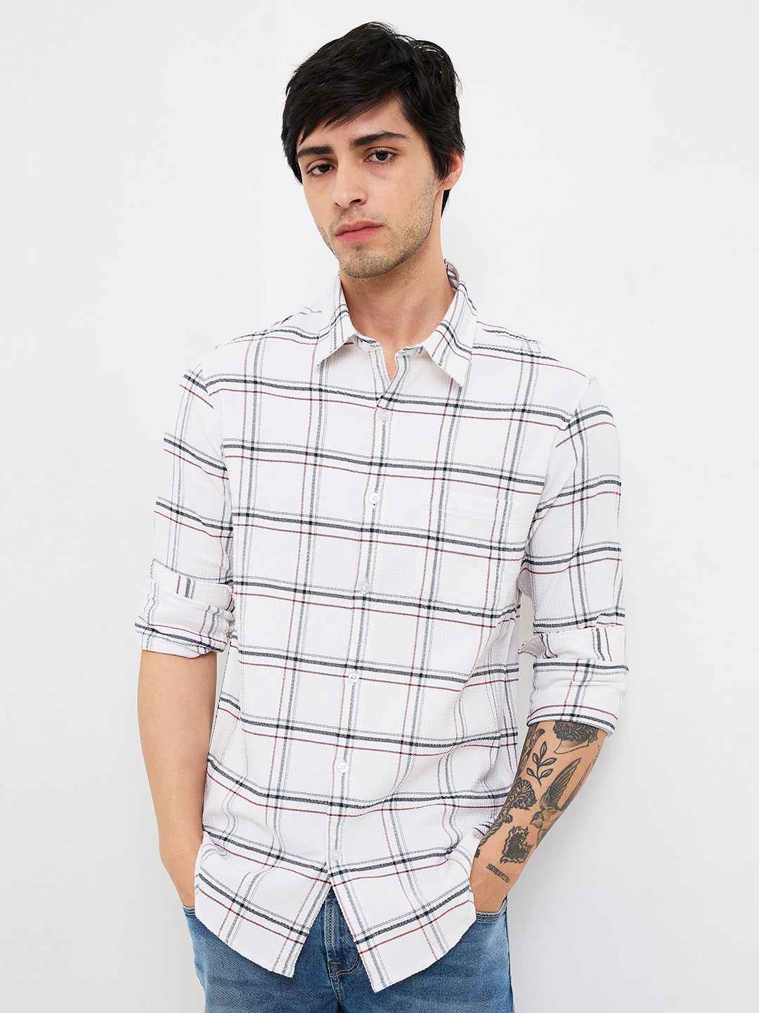 Spykar Mens Casual Shirt F/S Mshcs1Be141 White