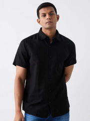 Spykar Mens Casual Shirt F/S Mshsos1Be067 Black