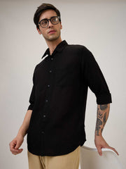 Spykar Mens Casual Shirt F/S Mshsos1Be066 Black