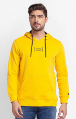 Men Chrome Yellow Cotton Full Sleeve Hooded Sweatshirts
