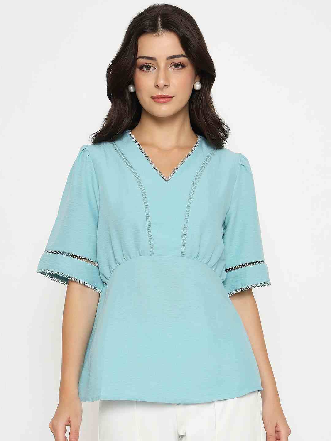Madame Ladies Western Top H/S M5S18702 036 Sea Green