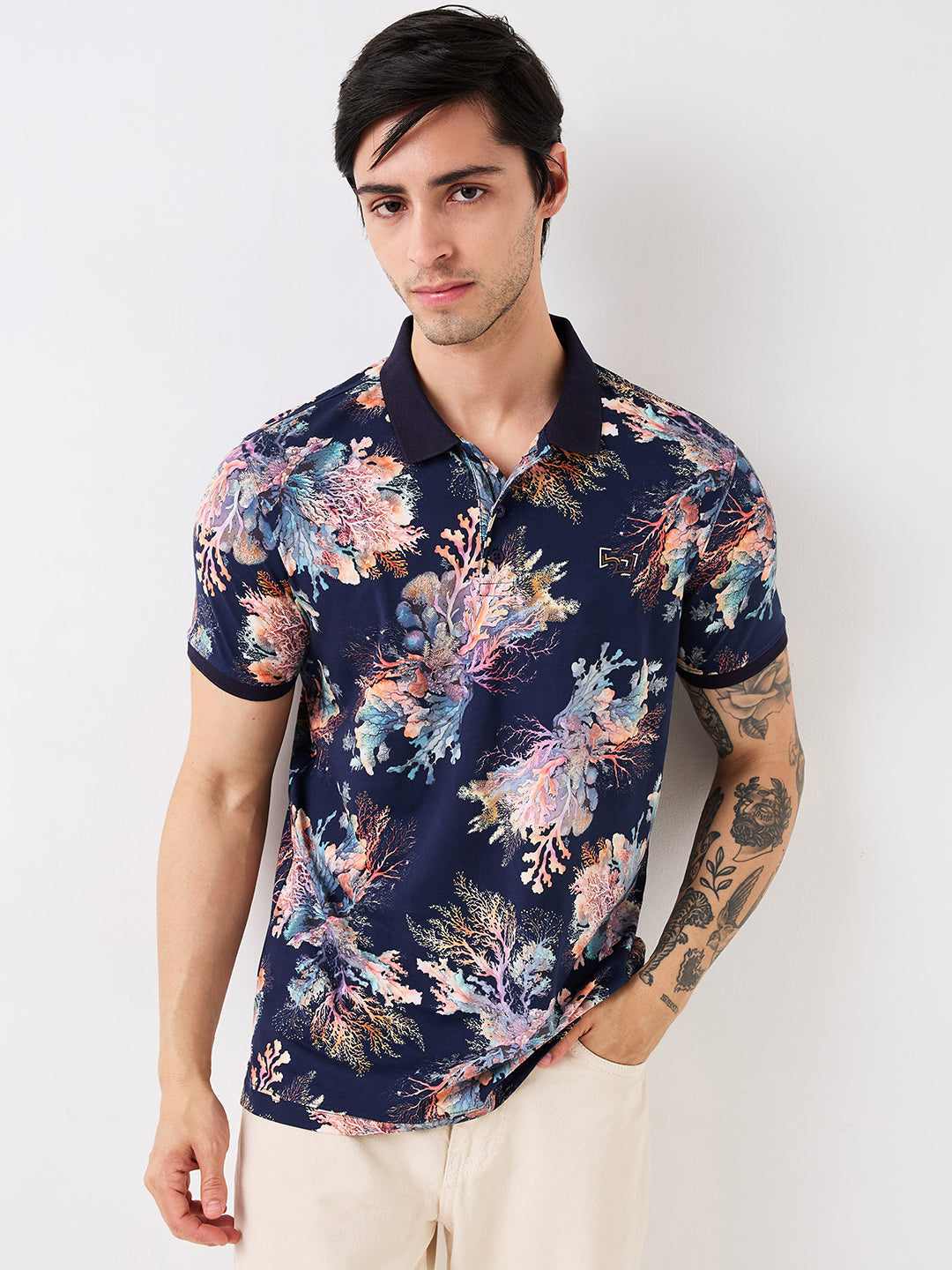 Spykar Mens T-Shirt H/S Mktfp1Be075 Indigo Blue