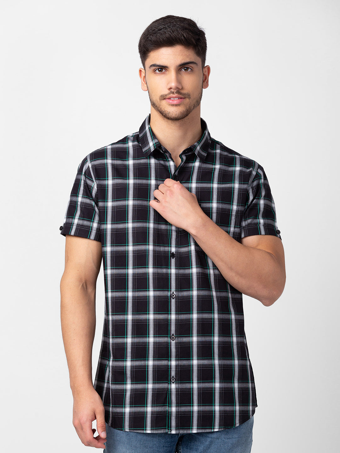 Spykar Mens Casual Shirt F/S Mshcs1Bc146 Black