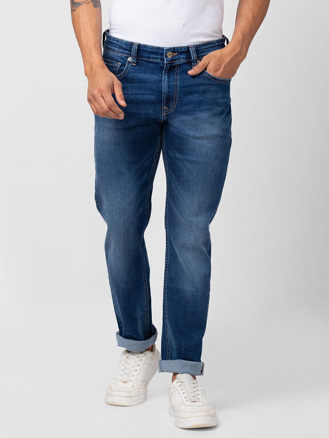 Spykar Mens Jeans Mdrc1Bc009 Mid Blue