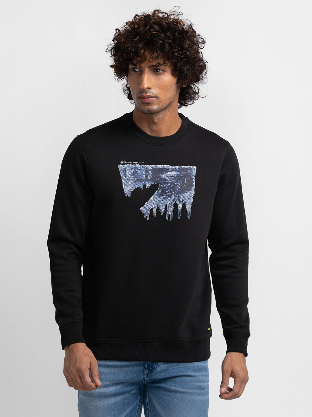 Spykar Mens Sweat Shirt F/S Mss-02Bblw-238 Black